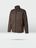 Brown men's knitted fleece jacket against a grey background