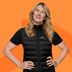 Steffi Graf in front of an orange background