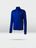 Blauw CRIVIT-fitnessshirt met lange mouwen en logoprint op een lichte achtergrond.