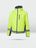 Neon yellow reversible cycling jacket against a grey background